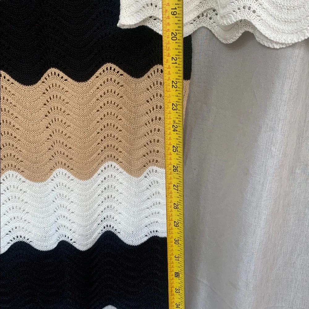 Black, Cream & White Knit Midi Skirt - Women's